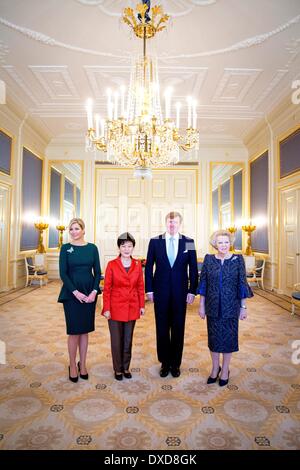 The Hague, Netherlands. 24th Mar, 2014. South Korean President Park Geun Hye visits King Willem-Alexander, Queen Maxima and Princess Beatrix at Palace Noordeinde in The Hague, Netherlands, 24 March 2014. Photo: POOL/Katwijk/RPE/ Albert Nieboer - - NO WIRE SERVICE -/dpa/Alamy Live News Stock Photo