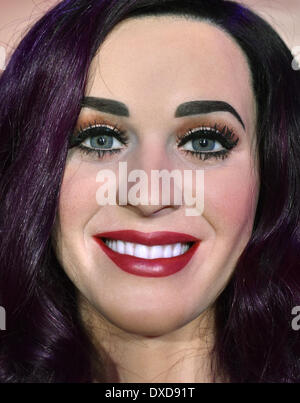 Berlin, Germany. 24th Mar, 2014. The new wax figure of US pop star Katy Perry is on display at Madame Tussauds in Berlin, Germany, 24 March 2014. Photo: JENS KALAENE/DPA/Alamy Live News Stock Photo