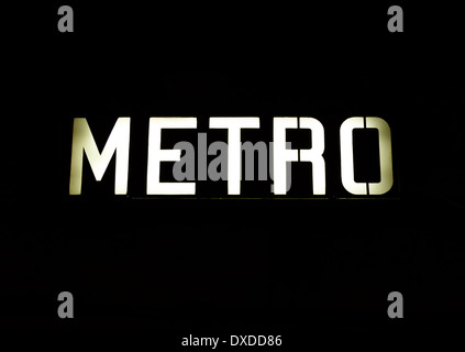 Isolated metro sign in Paris Stock Photo