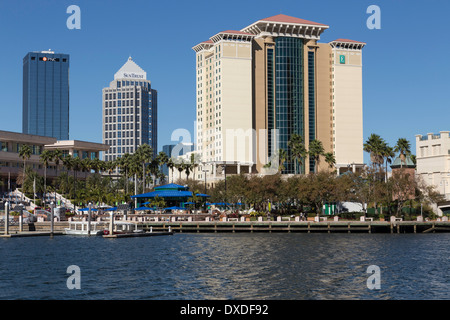 Embassy Suites Hotel and Hillsborough River, Tampa, FL Stock Photo