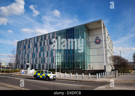 Greater Manchester Police Headquarters HQ at Newton Heath, scene of protest by Justice4Grainger campaigner, Wesley Ahmed, who wants Police charged with Murder . Stock Photo