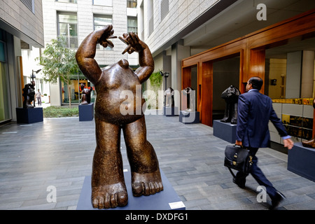 Sculpture at The Gate Village with many art galleries at DIFC Dubai International Financial Center in Dubai United Arab Emirates Stock Photo