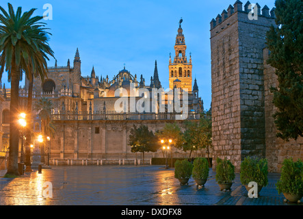 Cathedral and Royal Alcazar, Seville, Region of Andalusia, Spain, Europe Stock Photo