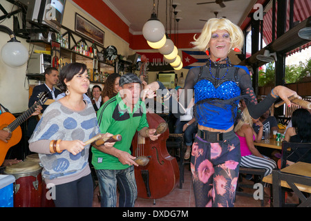 Drag dancer in bar Obispo Old Havana Cuba Stock Photo