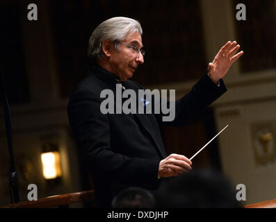 Prague, Czech Republic. 24th Mar, 2014. The San Francisco Symphony under the baton of Michael Tilson Thomas perform during an exceptional concert within the 69th Prague Spring music festival in Prague, Czech Republic, March 24, 2014. The festival starts on May, 12. Credit:  Katerina Sulova/CTK Photo/Alamy Live News Stock Photo