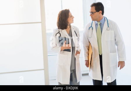 Two doctors talking in hospital Stock Photo