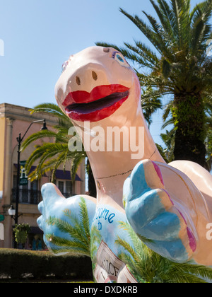 Venice Art Center, SEA Venice Public Arts Project, Dolphins and Turtles Fiberglass Sculptures Display, Venice FL. USA Stock Photo