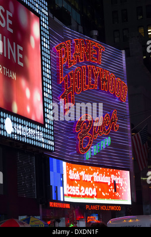 Electronic Billboards Light Up Times Square at Night, NYC Stock Photo