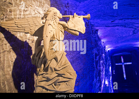 Angel statue overlooking the main chapel in the Salt Cathedral at Zipaquira Stock Photo