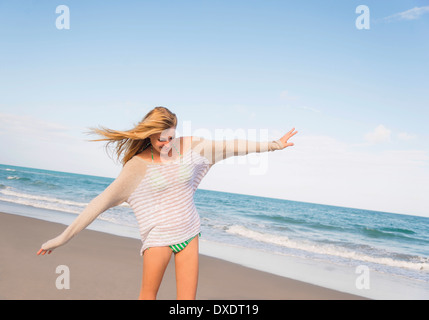 Young woman on beach, Jupiter, Florida, USA Stock Photo