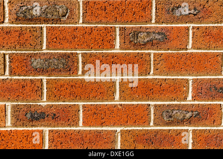 Red brick wall of new bricks and mortar as background texture Stock Photo