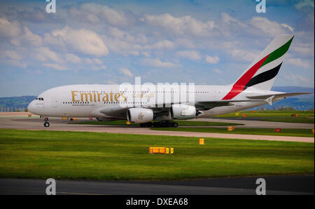 An Airbus A380 super jumbo seen at Manchester airport england 2012 Stock Photo