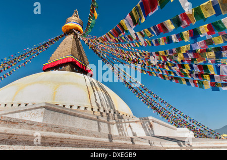 Boudhanath Stupa on a sunny day, in the Kathmandu valley, Nepal Stock Photo