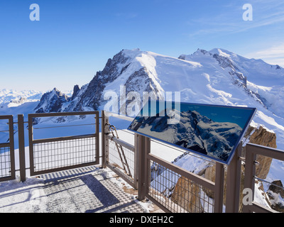 Views of the Aiguille du Midi viewing platforms above Chamonix Stock ...
