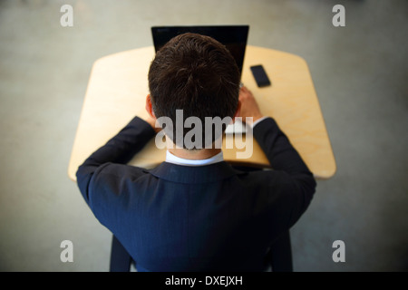 Businessman working on laptop. View from above Stock Photo