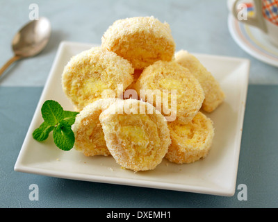 Lemon cream rolls. Recipe available. Stock Photo