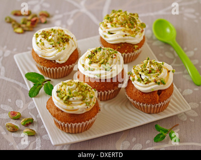Wholemeal cupcakes with honey and cheese. Recipe available. Stock Photo