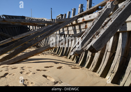 Fishing boat wreck in Brittany, France Stock Photo