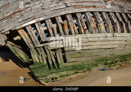 Fishing boat wreck in Brittany, France Stock Photo