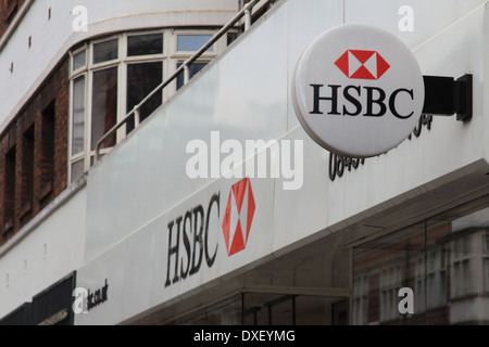 Branch of HSBC Bank on Tottenham Court Road, London, UK Stock Photo