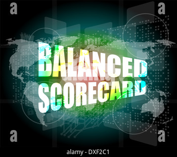 words balanced scorecard on digital screen, business concept Stock Photo