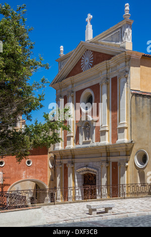 Antibes Cathedral in the Place du Revely (Cathedral Square) in the resort of Antibes on the Cote d'Azur in the South of France. Stock Photo