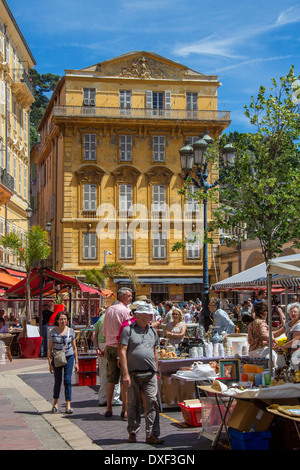 A busy market in the city of Nice on the Cote d'Azur in the South of France. Stock Photo