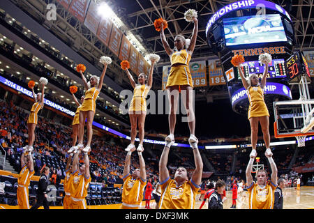 March 24, 2014 - Knoxville, TN, USA - March 24, 2014: Tennessee Lady Volunteers cheerleader's perform prior to an NCAA women's college second-round tournament basketball game against the St. John's Red Storm Monday, March 24, 2014, in Knoxville, Tenn. (Wade Payne/Cal Sport Media) Stock Photo