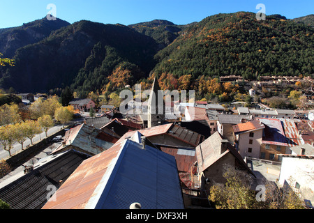 The village of Guillaumes in the Mercantour national park in the back country of the Alpes-Maritimes Stock Photo