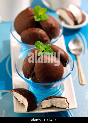 Meringues with chocolate. Recipe available. Stock Photo