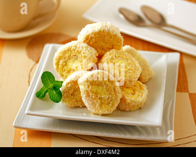 Lemon cream rolls. Recipe available. Stock Photo