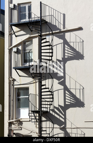 Fire escape on the side of houses in Lansdowne Road, Hove, East Sussex. Stock Photo