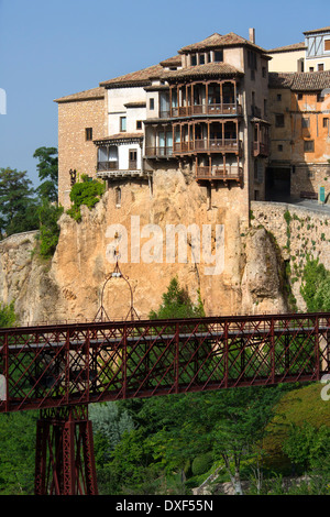 The hanging houses in the city of Cuenca in the La Mancha region of central Spain. Stock Photo