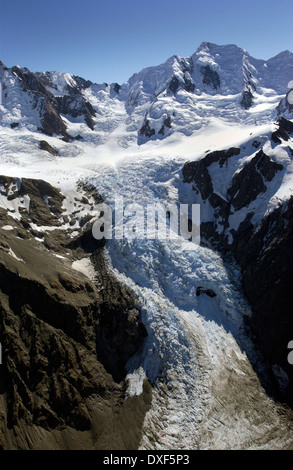 Aerial view of part of the Tasman Glacier in the Southern Alps on New Zealand's South Island Stock Photo