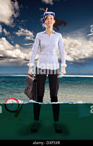 symbolic picture of a stressed female office worker Stock Photo
