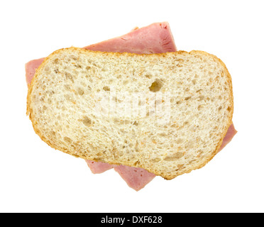 Top view of a ham sandwich on Italian bread. Stock Photo