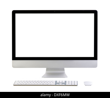 Illustration of modern computer monitor with blank screen. Isolated on white. added for screen. Stock Photo