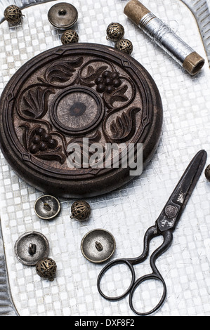 set of old seamstress for needlework Stock Photo