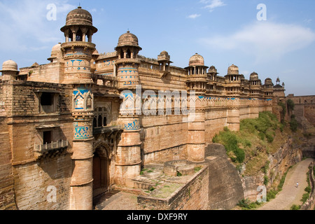 Gwalior Fortress (Man Mandir Palace) in the city of Gwalior in the Madhya Pradesh region of India. Stock Photo