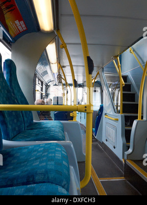 Interior of a double decker bus UK Stock Photo