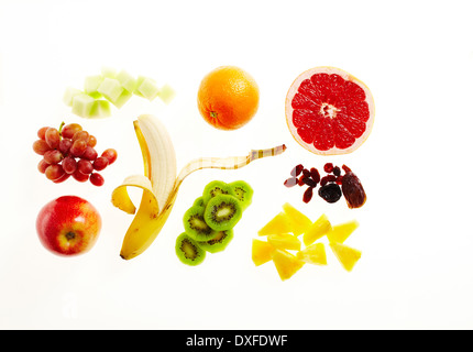 Variety of fruit on white background, studio shot Stock Photo
