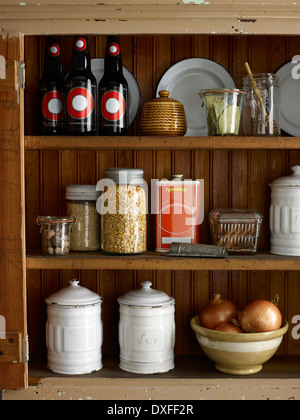 Kitchen Pantry with food supplies, studio shot Stock Photo