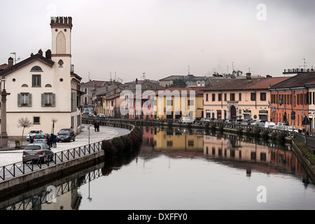 Glimpse of Gaggiano, a picturesque village overlooking the Naviglio Grande, Milano, Lombardy, Italy Stock Photo