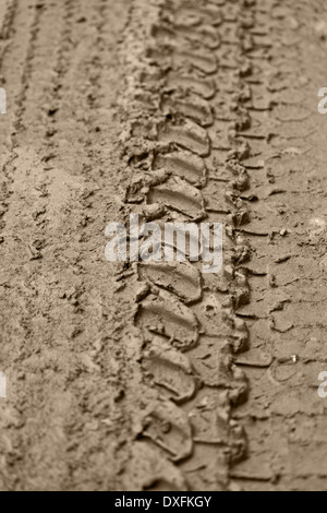 Tire's tracks print in Soil Stock Photo