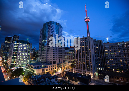 CN Tower and Skyline at Night, Toronto, Ontario, Canada Stock Photo