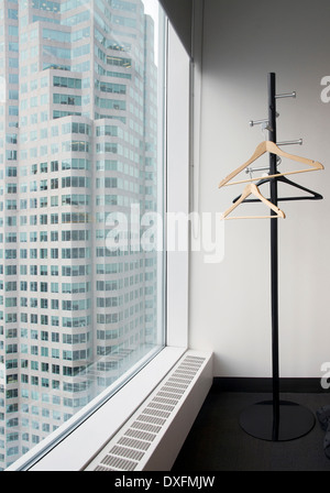 View from office window and coat stand, Toronto, Ontario, Canada Stock Photo