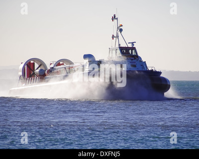 A Wightlink Isle of Wight to Portsmouth Hovercraft travels across the solent Stock Photo