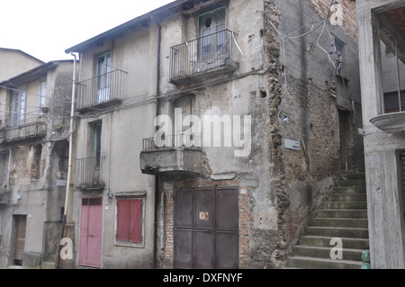 Grey  cement rendered dwellings in Delianuova, Calabria Stock Photo