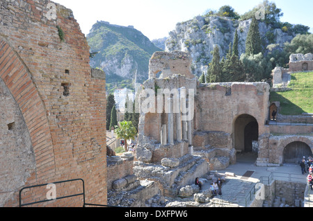 Ancient Roman Theatre in Taormina, Sicily Stock Photo