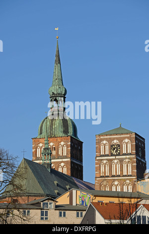 Steeple, St. Nicolas's church, historic centre, Hanseatic City of Stralsund, Mecklenburg-Vorpommern, Germany Stock Photo